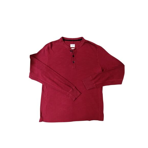 Rag & Bone Men's Large Burgundy Stretch Henley Grungecore Distressed T-shirt